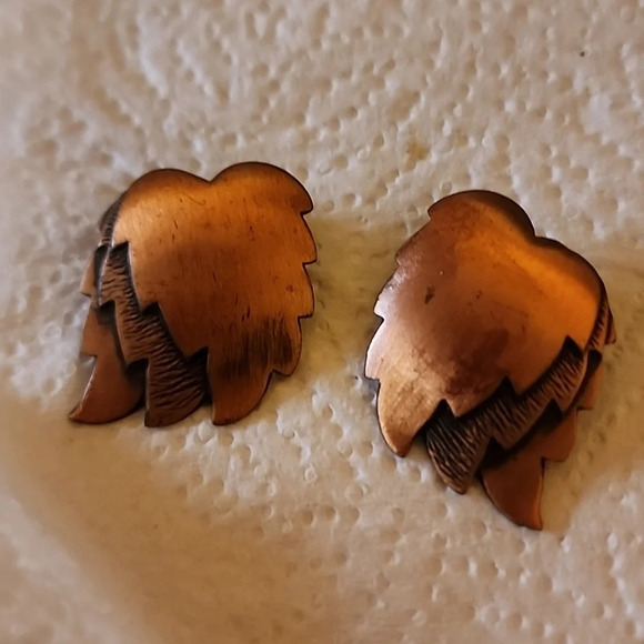 Vintage Copper leaf dangle/ brooch &‎ earrings - Picture 6 of 11